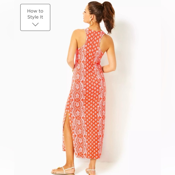 NWT Lilly ULLA Maxi in Flamingo Feather Harbour View Engineered knit dress - Picture 2 of 11